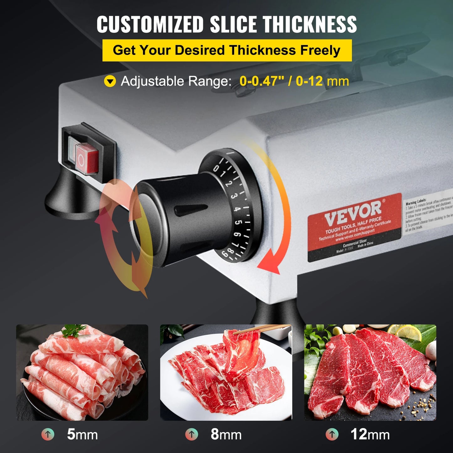 VEVOR 240W Commercial Meat Slicer with Carbon Steel Blade