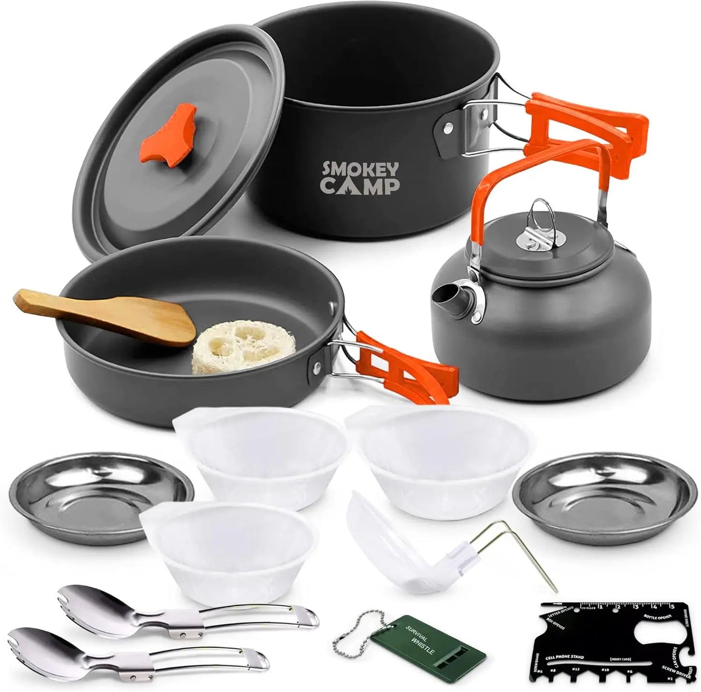 Camping Cookware Mess Kit Set With Stove Nonstick Aluminum