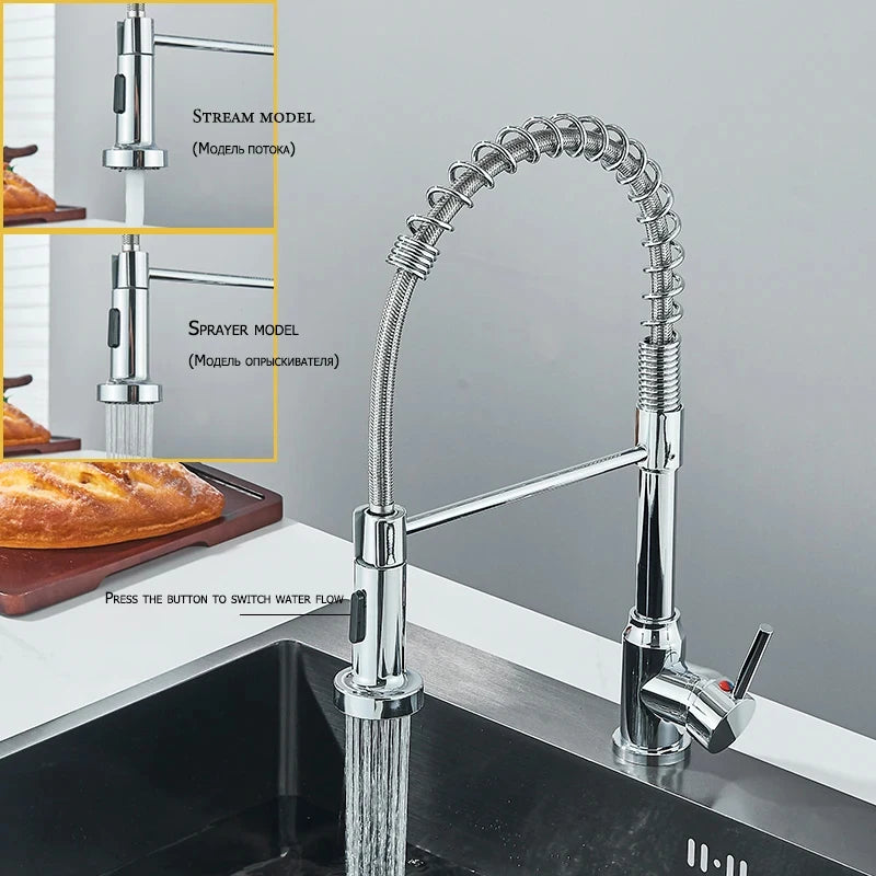 Wanmivezlo Pull Down Kitchen Faucet Stainless Steel Handle