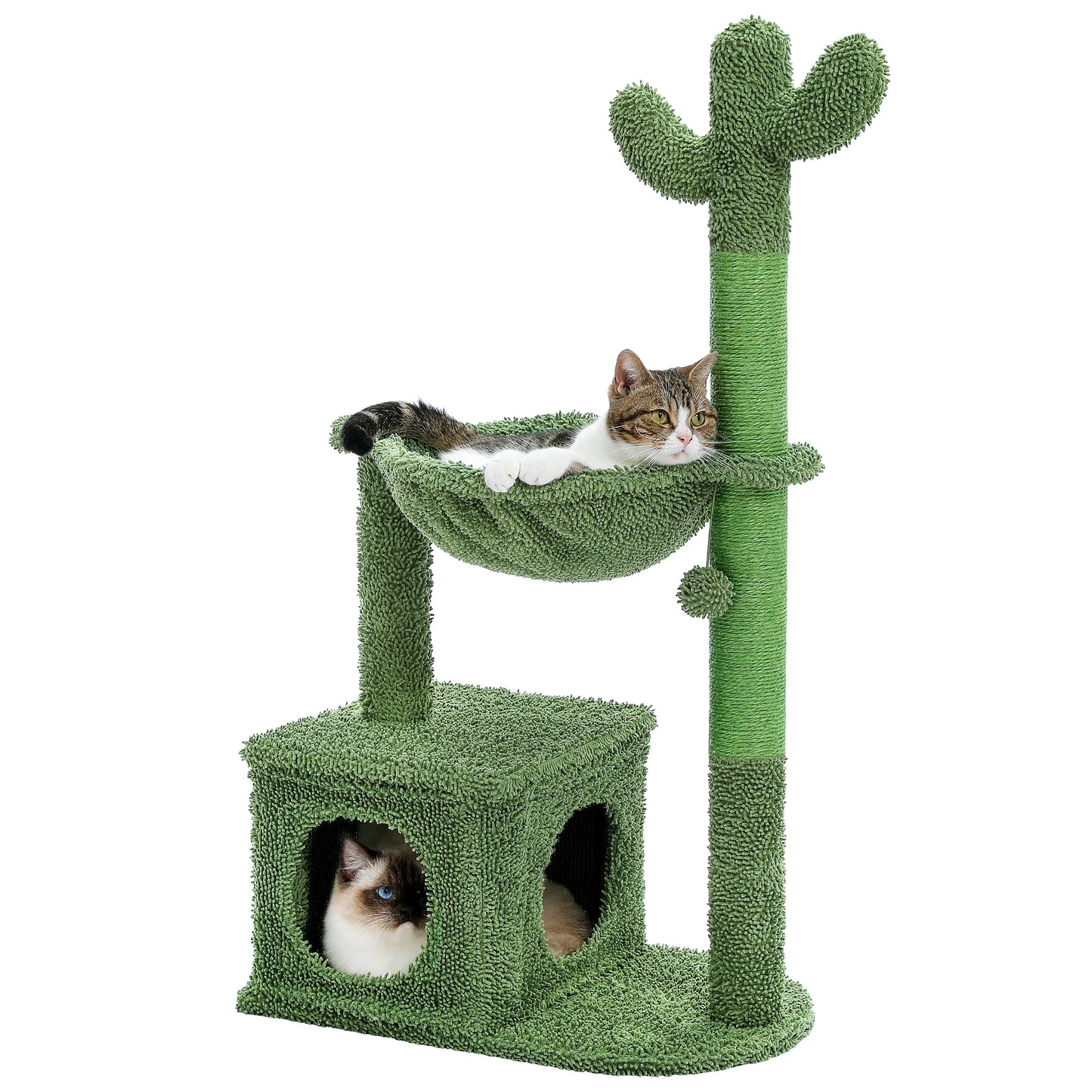 PEQULTICN Cactus Cat Tree With Condo Hammock Dangling Ball