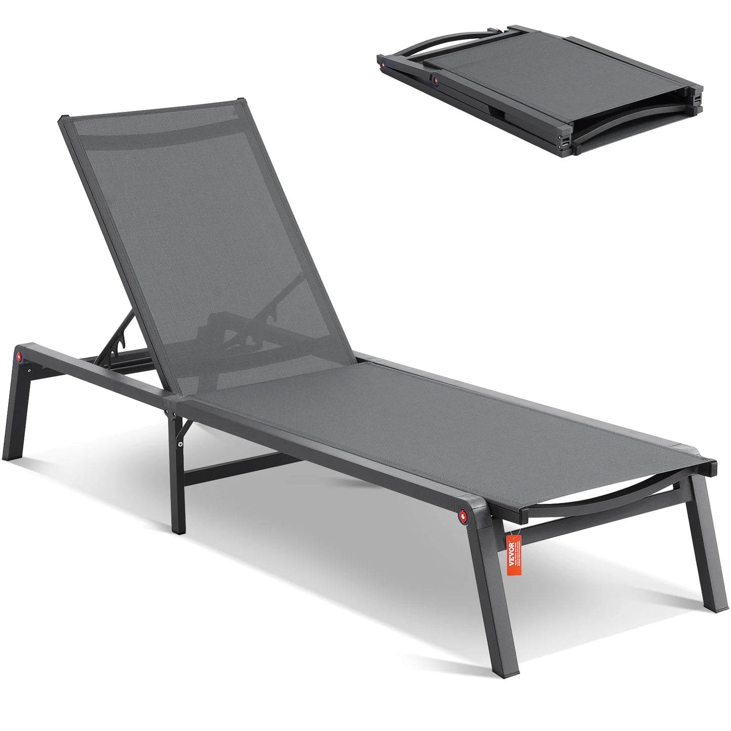 SucceBuy Outdoor Chaise Lounge Aluminum Patio Recliner