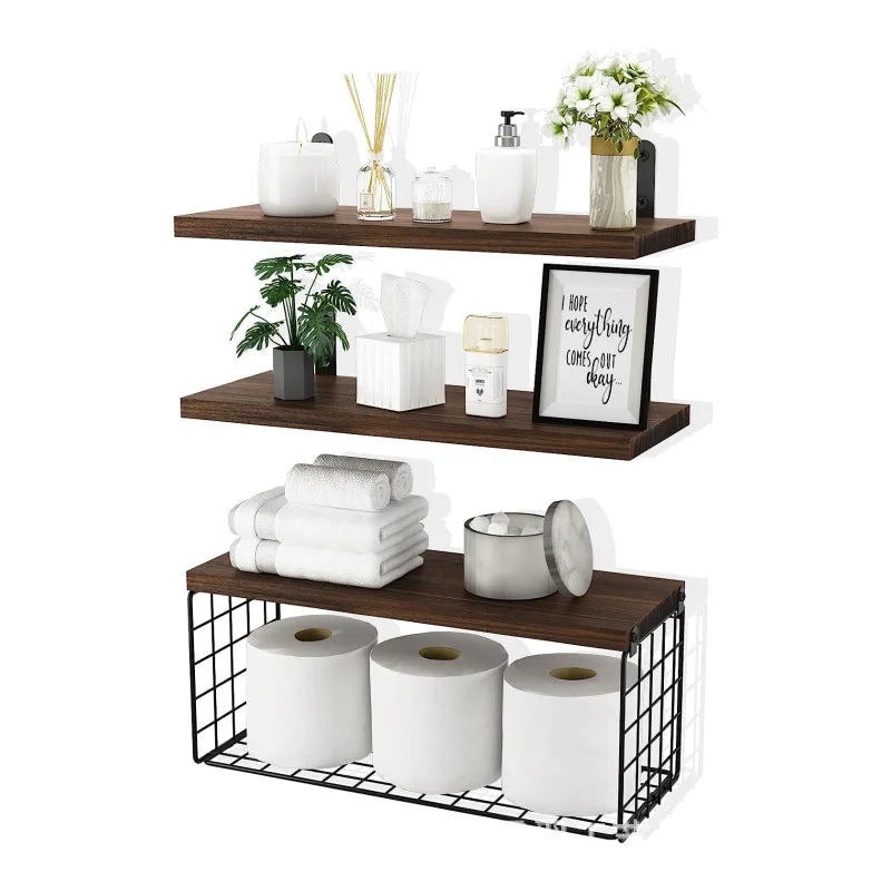 Hign-concerned Triple Tier Wall Mounted Floating Shelves