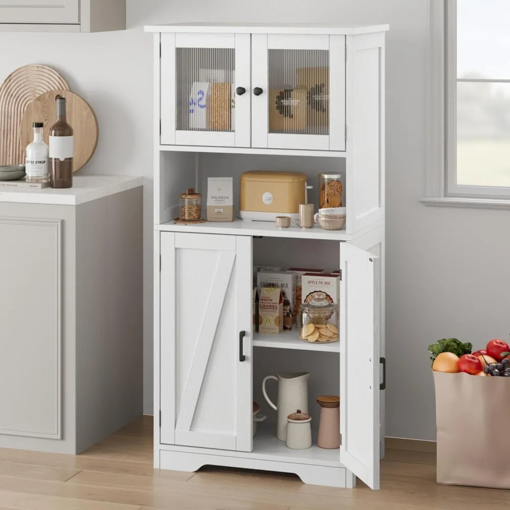 ZUIYU Tall Freestanding Bathroom Cabinet With Glass Doors