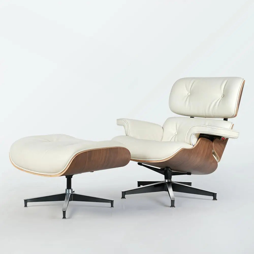 Cover Mid Century Leather Armchair Lounge Chair Ottoman