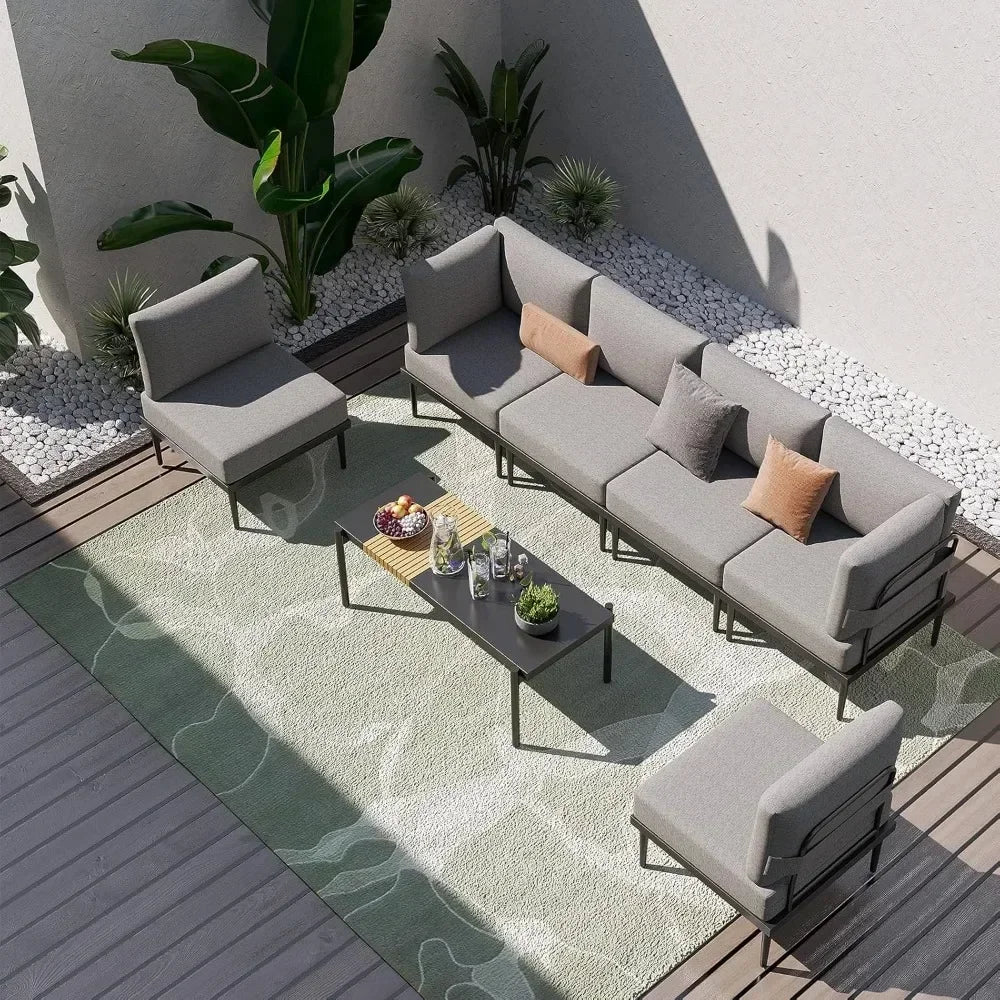 General 7 Piece Metal Patio Furniture Set with Cushions