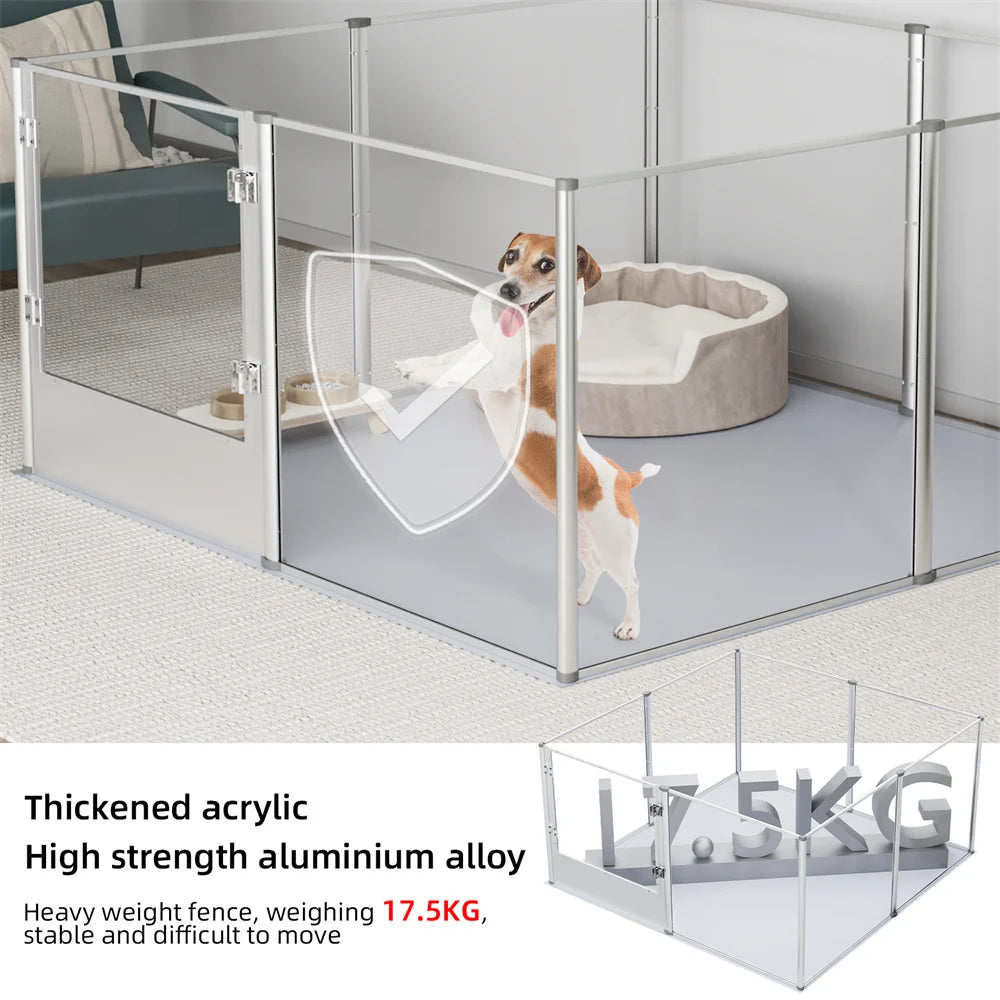 BORWARTH Dog Playpen Acrylic Enclosure Fence Cage for Pets
