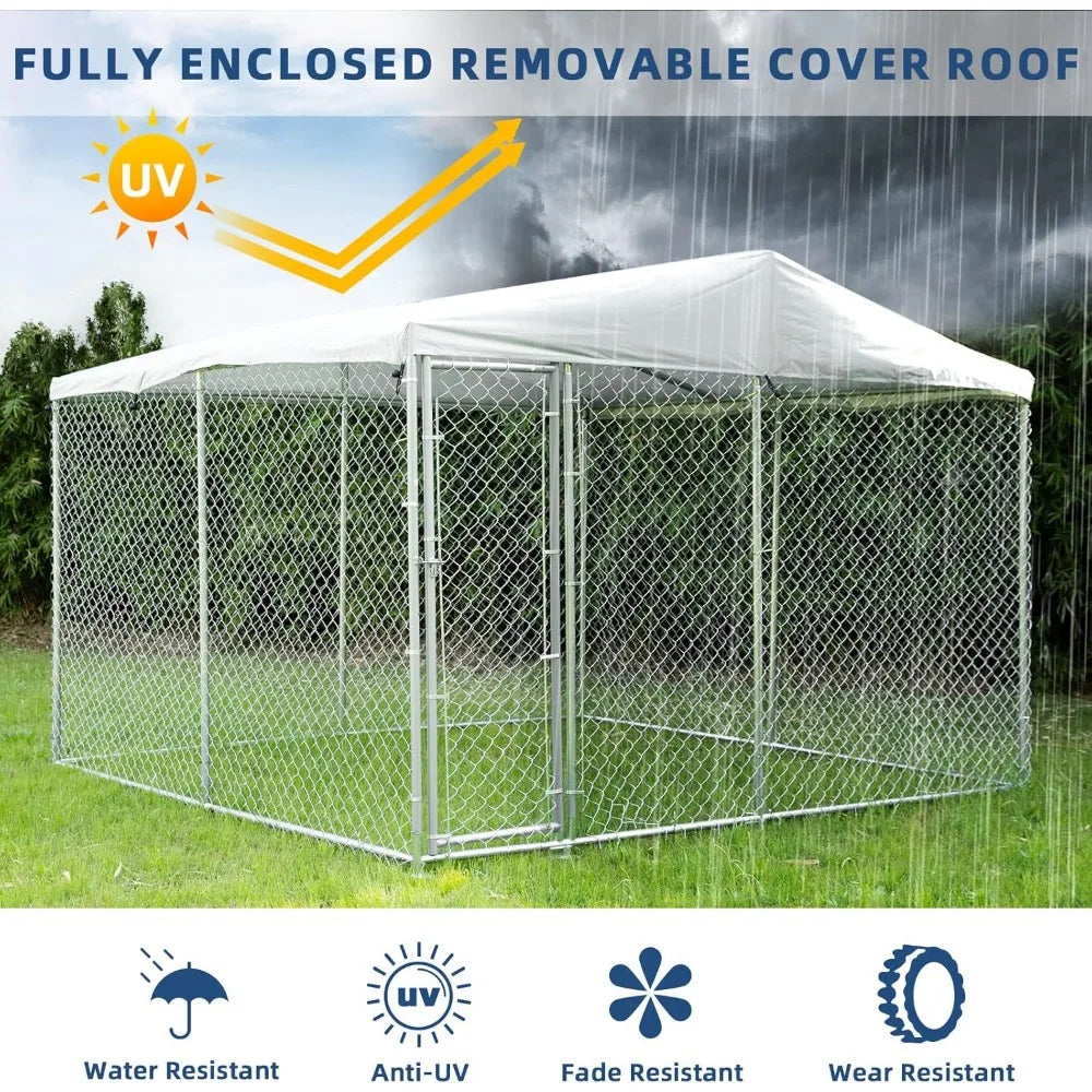 Everyday EssentialsOnline Heavy Duty Dog Kennel Galvanized