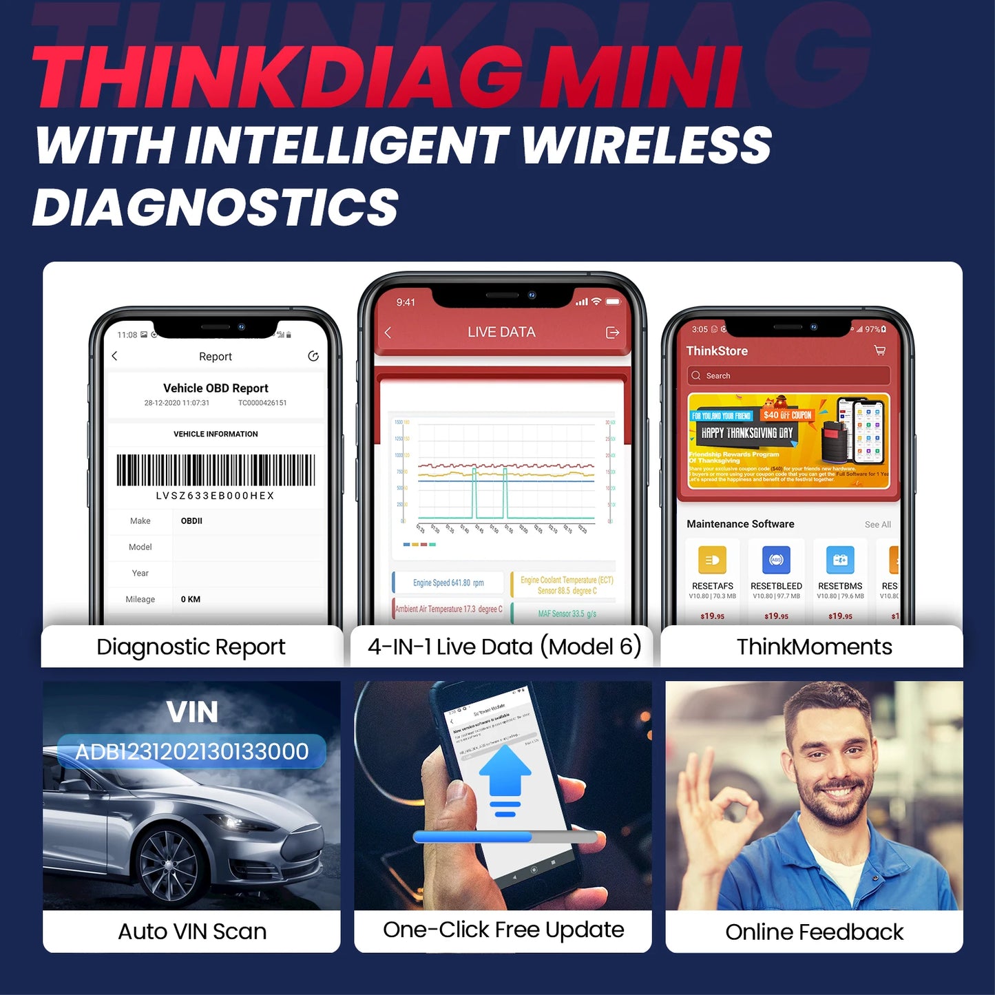 Thinkcar Thinkdiag Mini OBD2 Scanner System Diagnostics