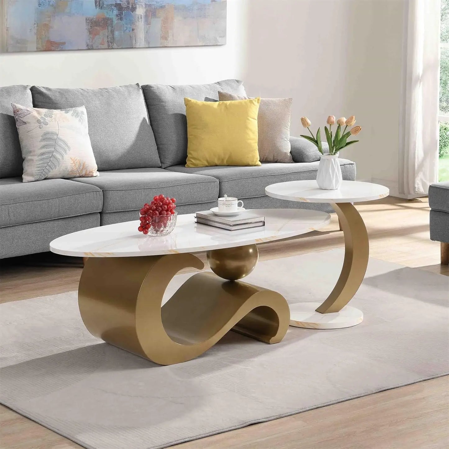 Everyday EssentialsOnline Nest Coffee Table Set Faux Marble
