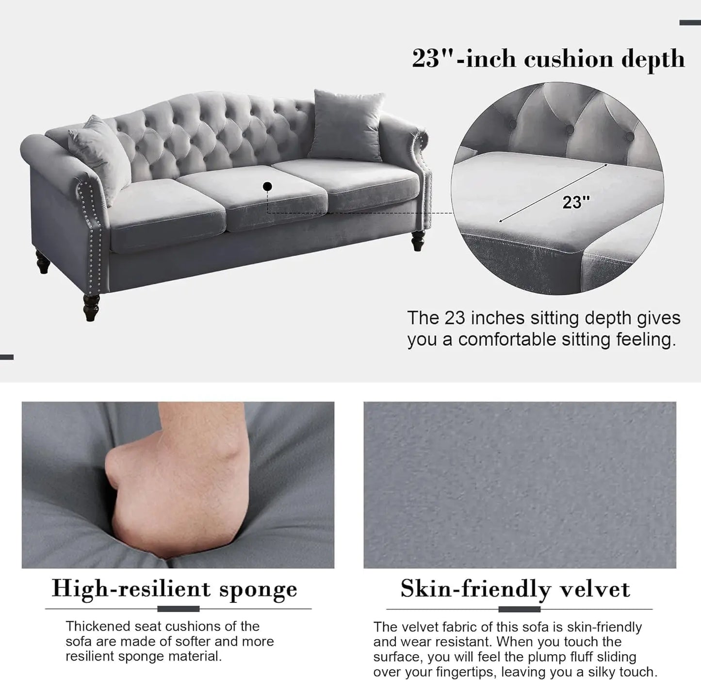 Everyday EssentialsOnline Chesterfield Velvet Sofa Set
