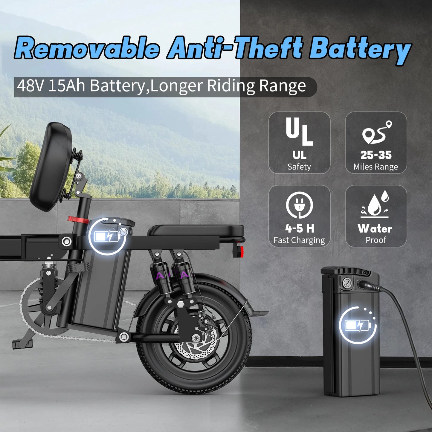 Everyday EssentialsOnline Folding Electric Bike 750W Battery