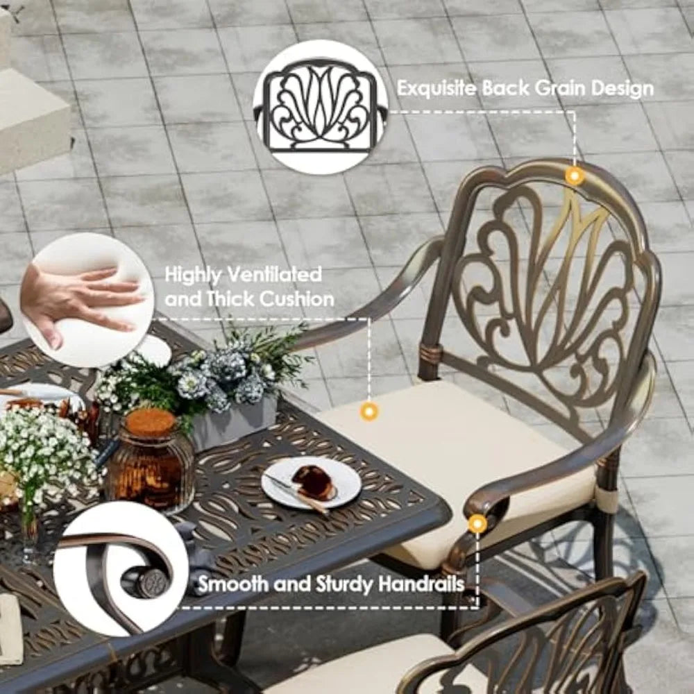 Angduo Retro Outdoor Dining Table Set With Six Chairs