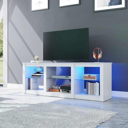 GALAXHERO TV Stand with LED Modern Entertainment Center Adjustable Glass Shelves Media Console for Living Room Bedroom