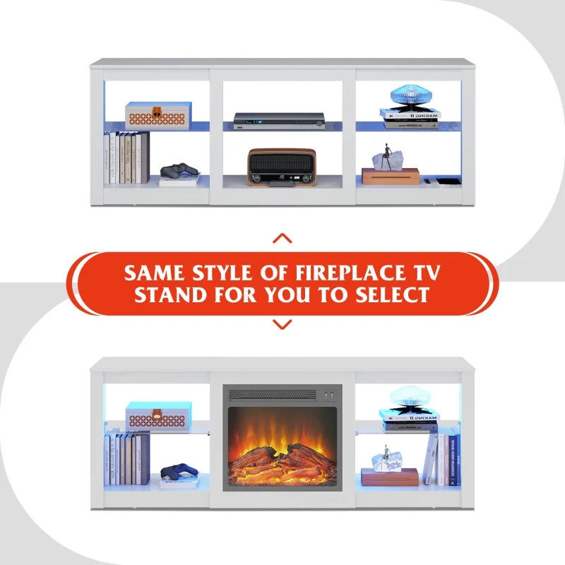 GALAXHERO TV Stand with LED Modern Entertainment Center Adjustable Glass Shelves Media Console for Living Room Bedroom