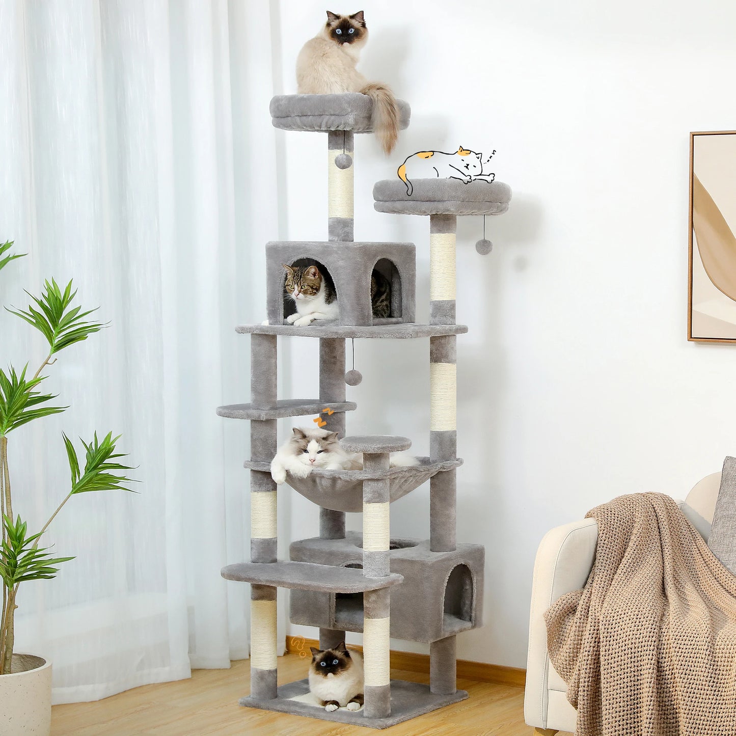 PAWZ Road Cat Tower With Sisal Scratching Posts Indoor