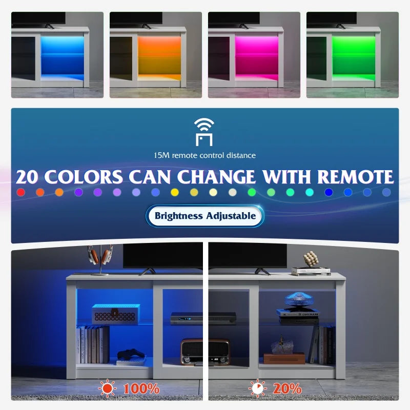 GALAXHERO TV Stand with LED Modern Entertainment Center Adjustable Glass Shelves Media Console for Living Room Bedroom