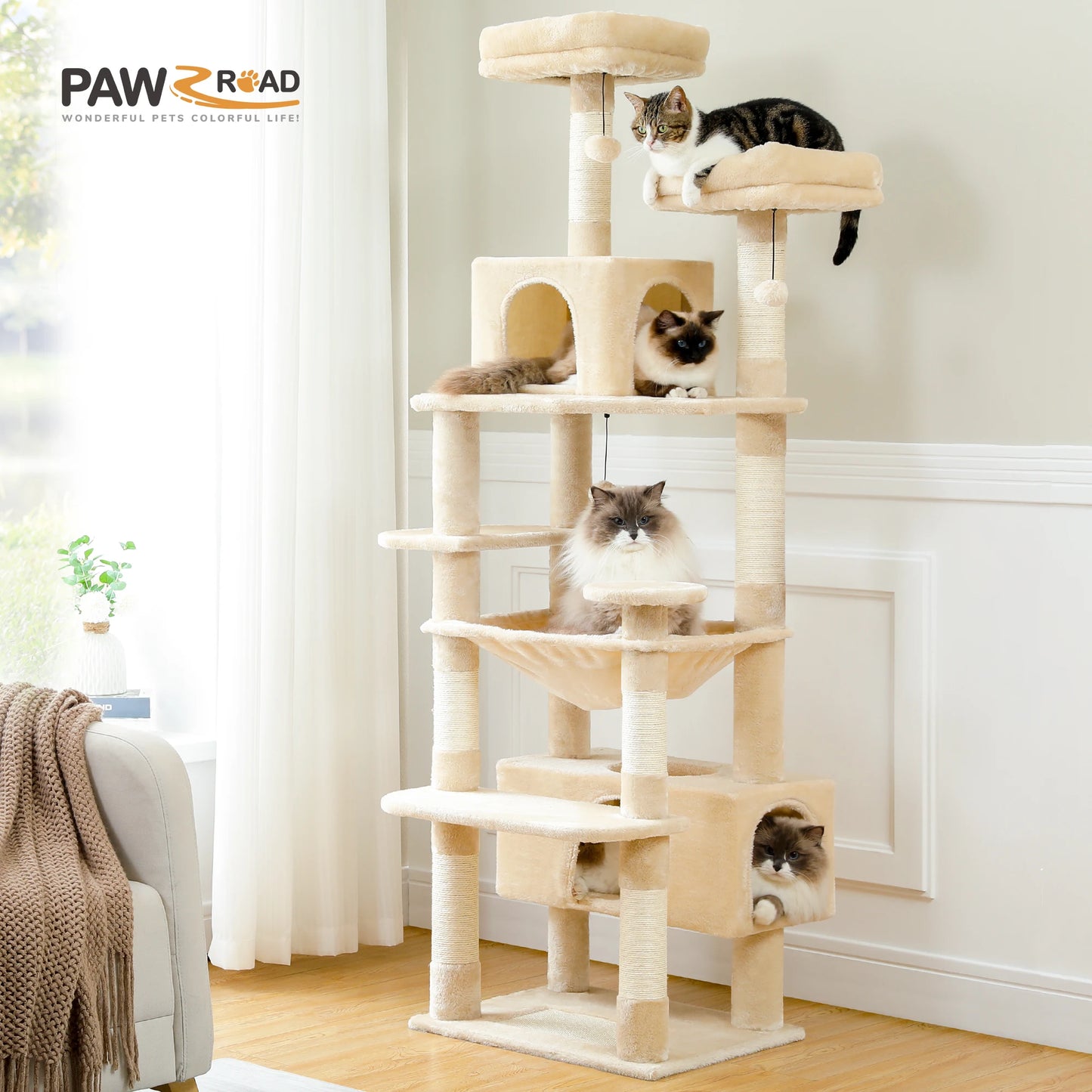 PAWZ Road Cat Tower With Sisal Scratching Posts Indoor