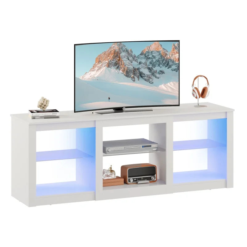GALAXHERO TV Stand with LED Modern Entertainment Center Adjustable Glass Shelves Media Console for Living Room Bedroom