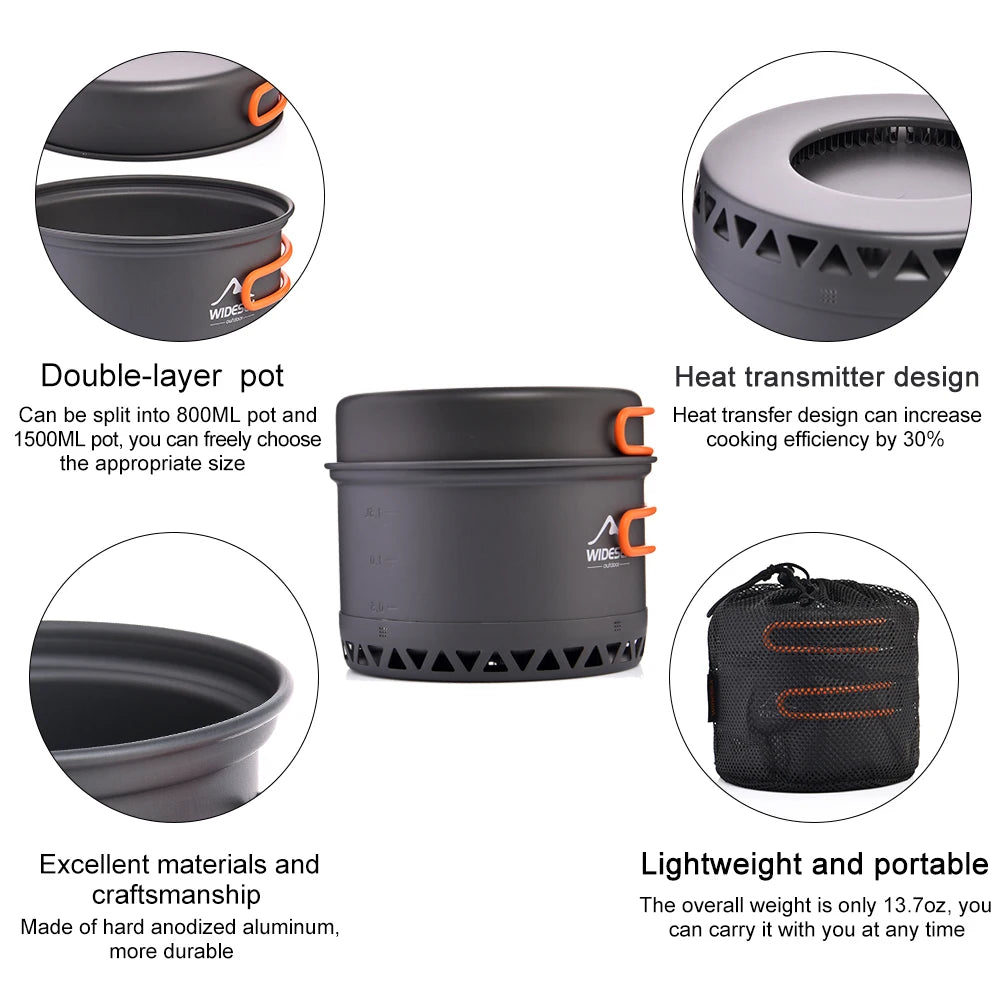 Widesea Camping Cookware Set Outdoor Pot And Kettle