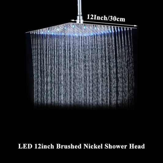 Wanmivezlo LED Rain Shower Head Square Brass Ultra Thin