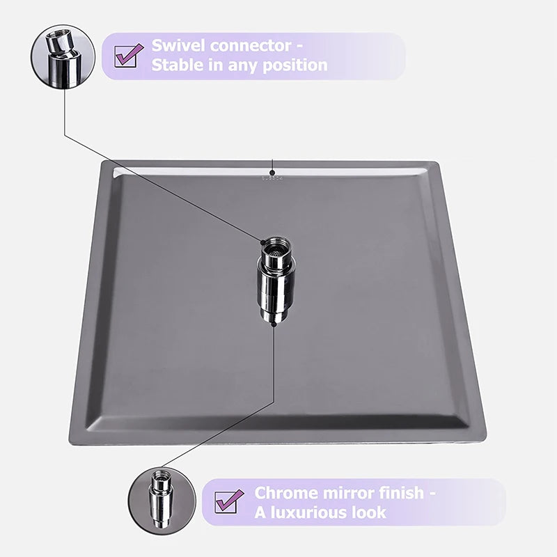 Wanmivezlo LED Rain Shower Head Square Brass Ultra Thin