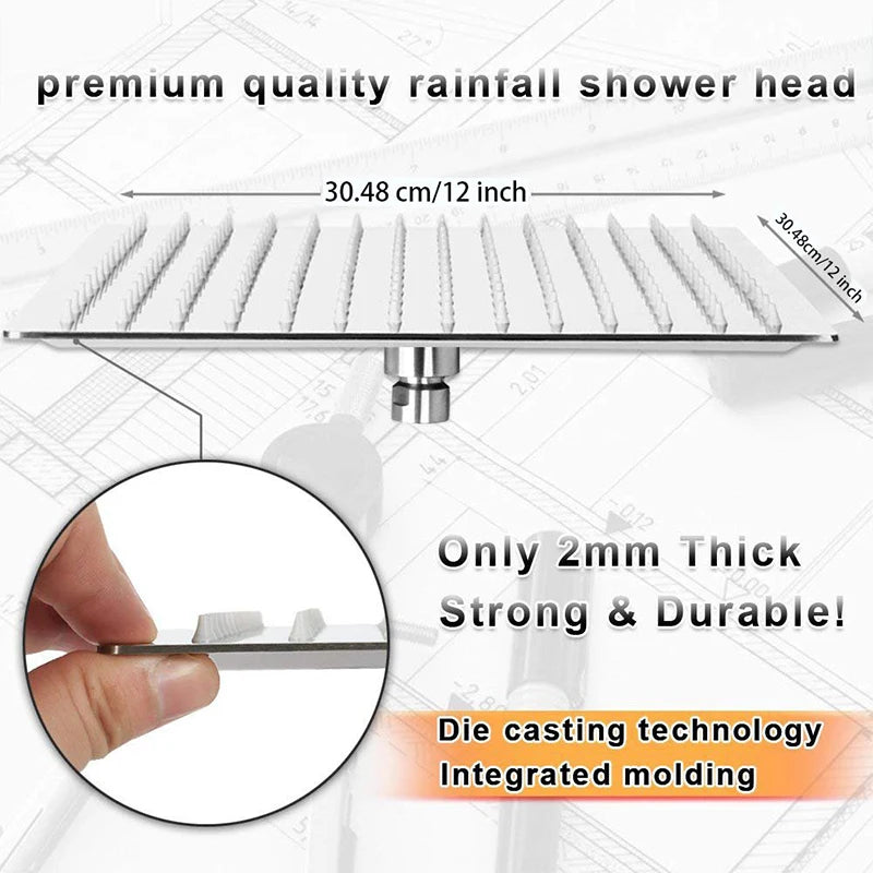 Wanmivezlo LED Rain Shower Head Square Brass Ultra Thin