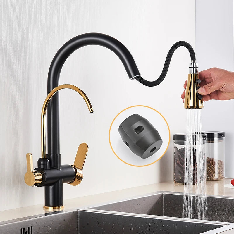 SAFLIHCAR Pull Out Water Faucet Spout Dual Modes Kitchen