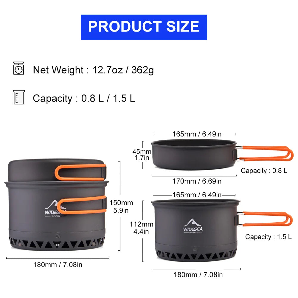 Widesea Camping Cookware Set Outdoor Pot And Kettle