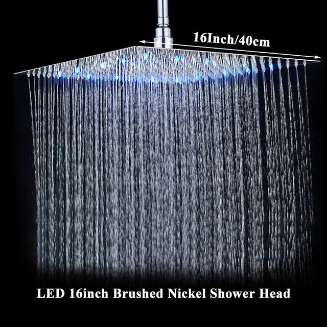 Wanmivezlo LED Rain Shower Head Square Brass Ultra Thin