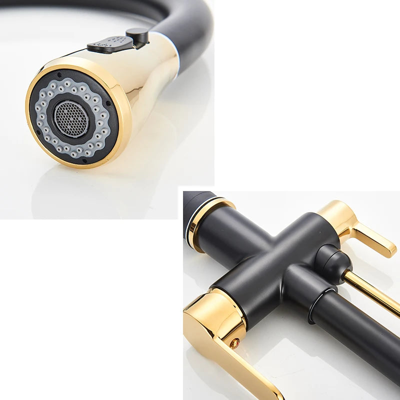 SAFLIHCAR Pull Out Water Faucet Spout Dual Modes Kitchen