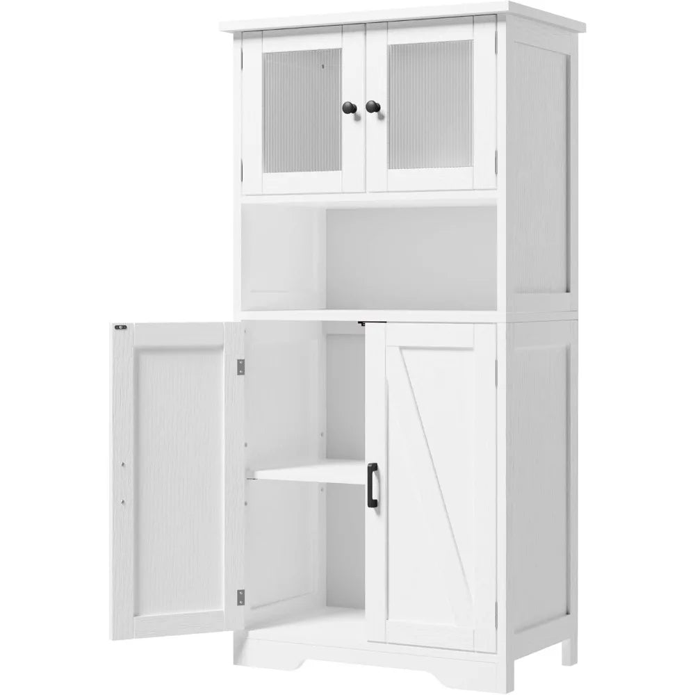 ZUIYU Tall Freestanding Bathroom Cabinet With Glass Doors