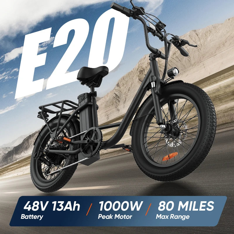 URLIFE 1000W E20 Electric Bike 48V 13Ah Battery Dual Disc