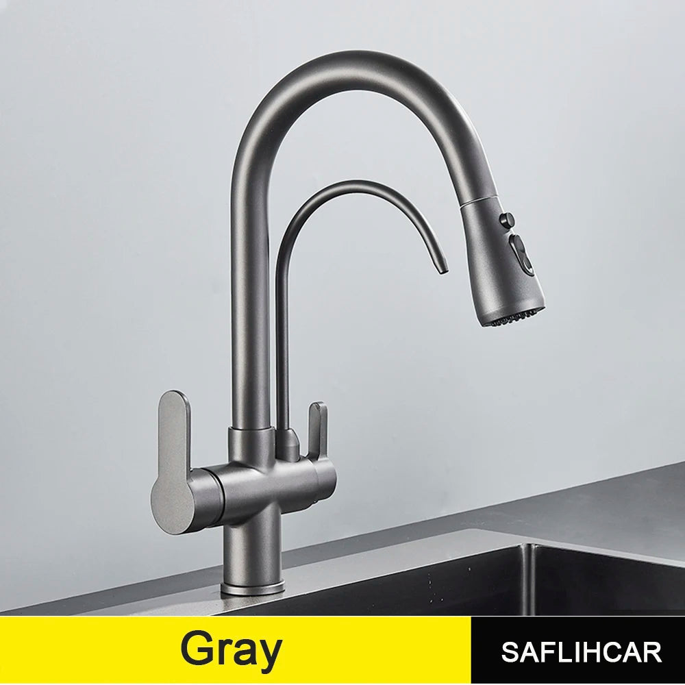 SAFLIHCAR Pull Out Water Faucet Spout Dual Modes Kitchen
