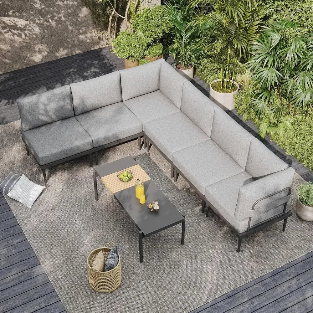 General 7 Piece Metal Patio Furniture Set with Cushions