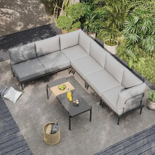 General 7 Piece Metal Patio Furniture Set with Cushions