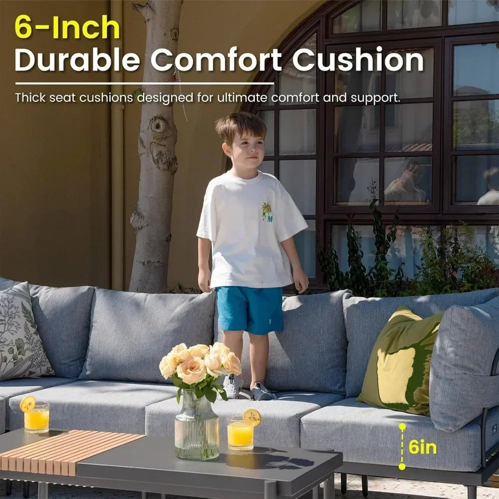 General 7 Piece Metal Patio Furniture Set with Cushions
