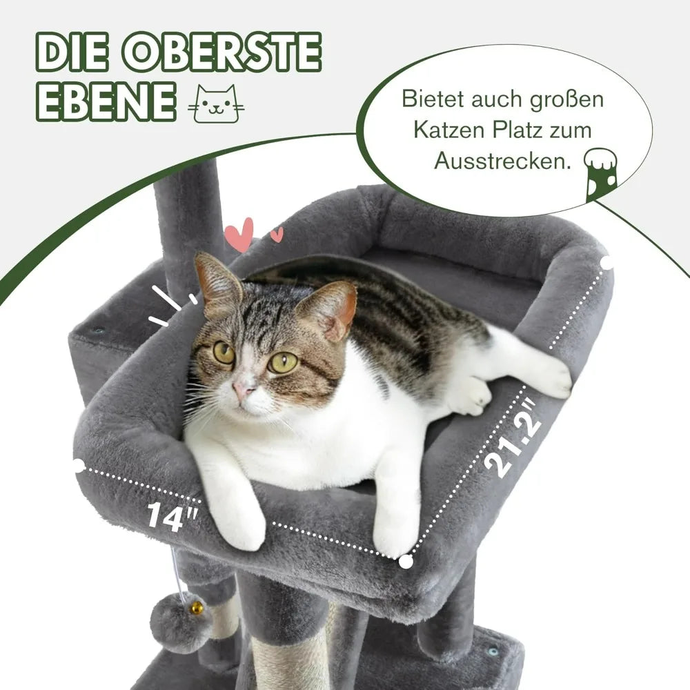 Hign-concerned Multi Level Cat Tree Tower Plush Hammock