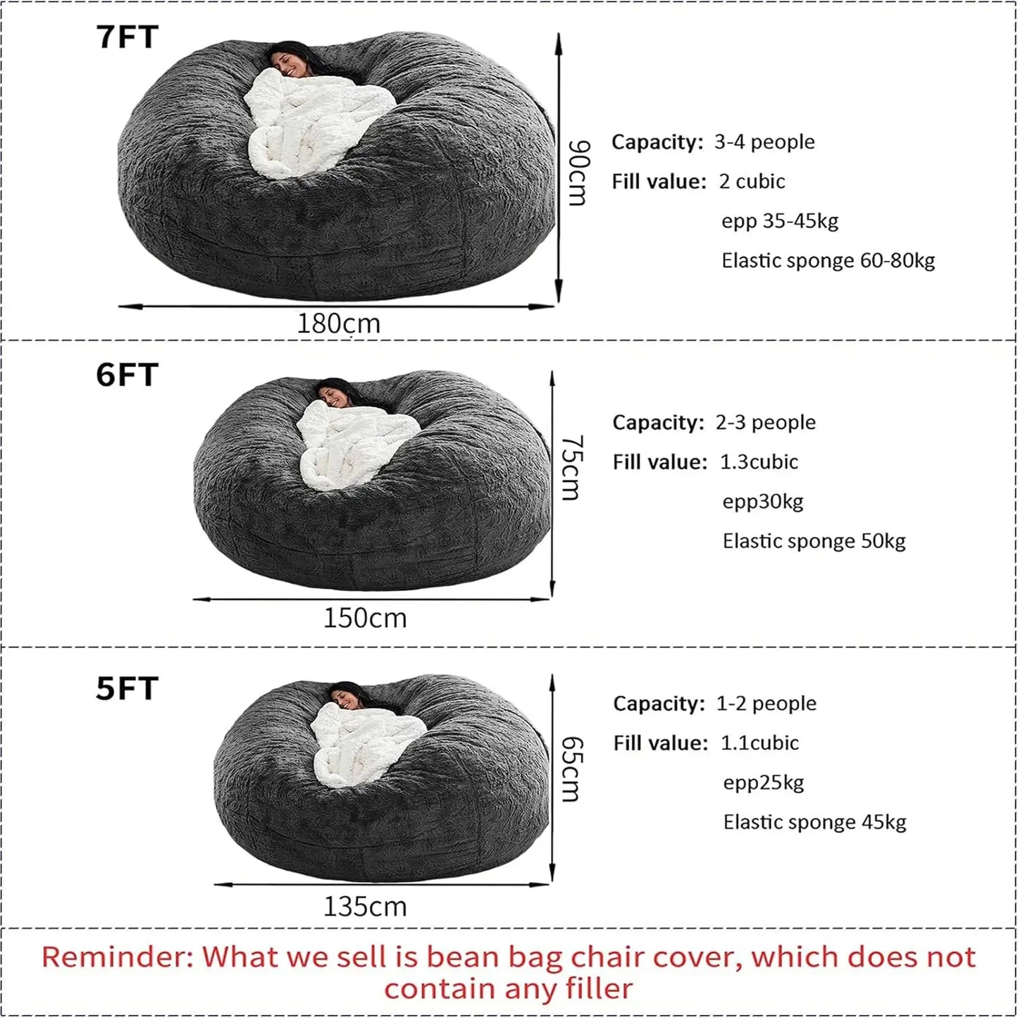 Everyday EssentialsOnline Bean Bag Chair Giant Round Comfy