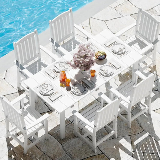 ANGDUO Outdoor Dining Table Set With Umbrella Hole Modern