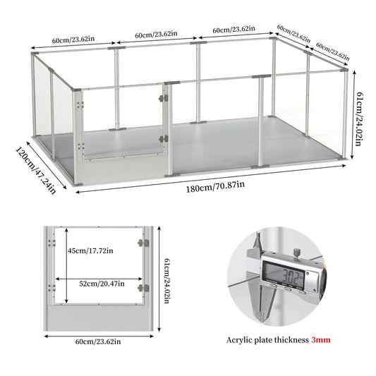 BINGOPAW Whelping Playpen Clear Acrylic Dog Pen With Pad