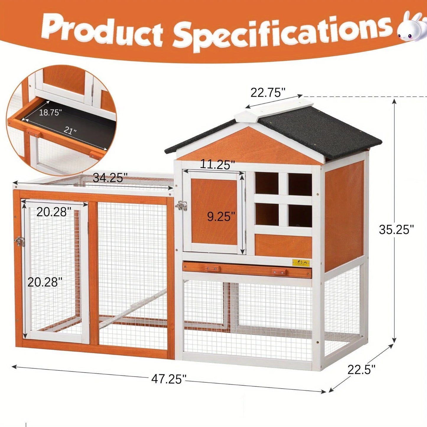 Everyday EssentialsOnline Wooden Rabbit Hutch Cage Outdoor