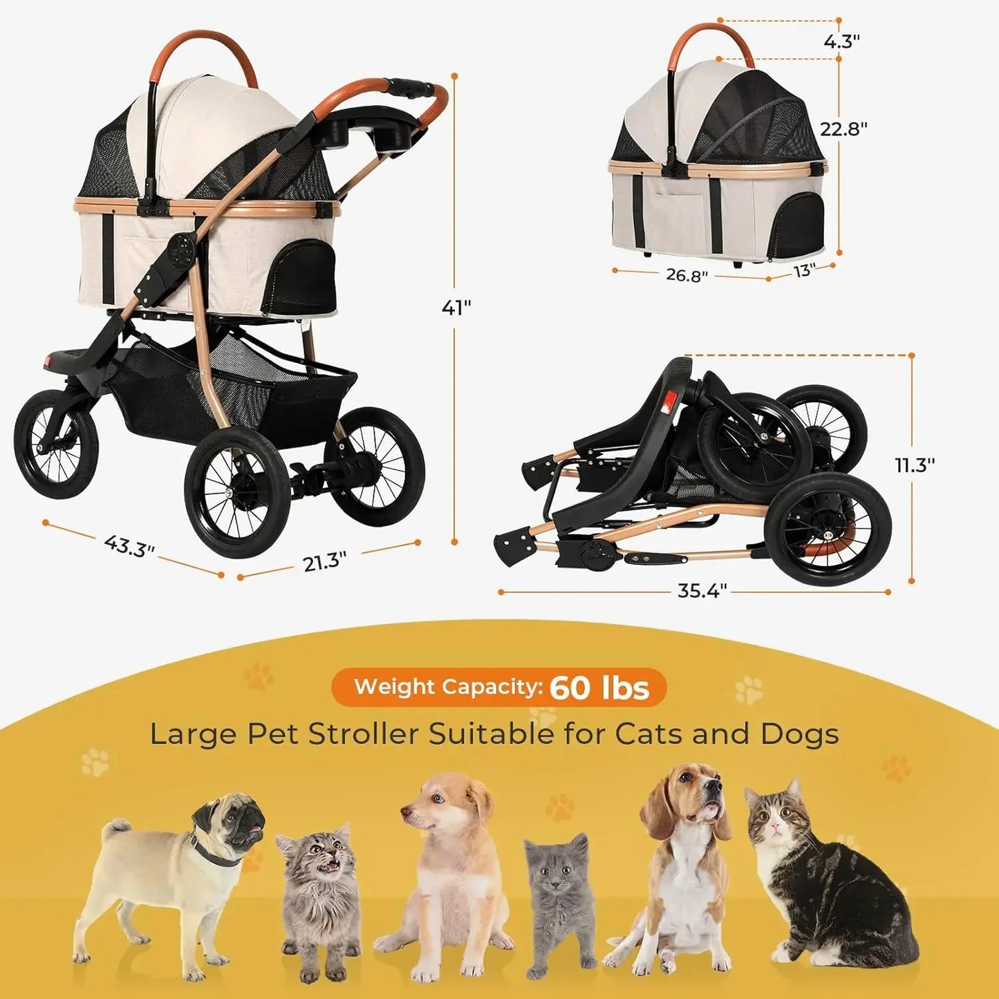 Everyday EssentialsOnline 3in1 Pet Stroller With Carrier