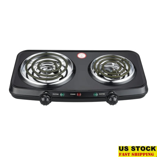 XMSJ Portable Double Burner Hot Plate 1800W Adjustable Temperature