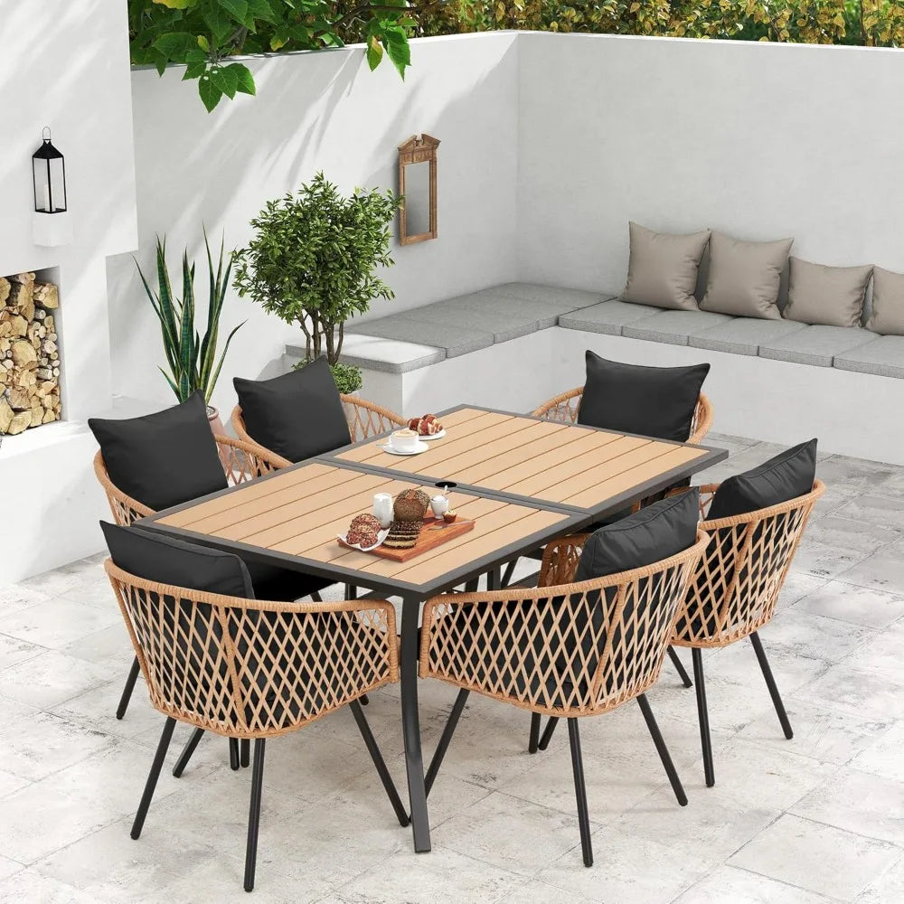 Blackwicker Rattan All Weather Patio Dining Set 5 7 9