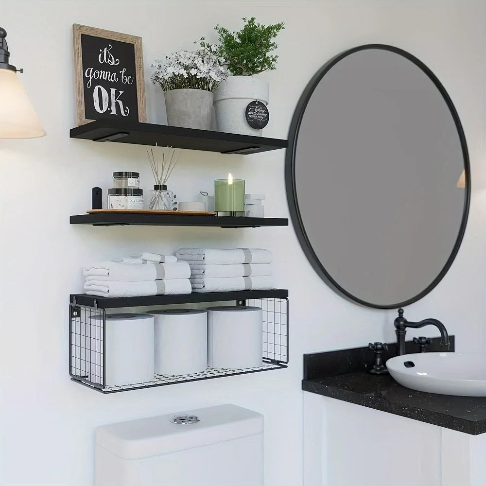 Hign-concerned Triple Tier Wall Mounted Floating Shelves