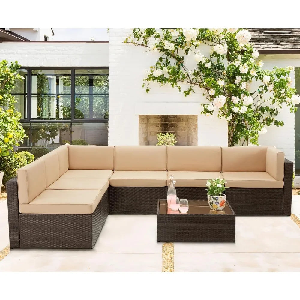 General Outdoor Patio Rattan Sectional Sofa Set Cushions