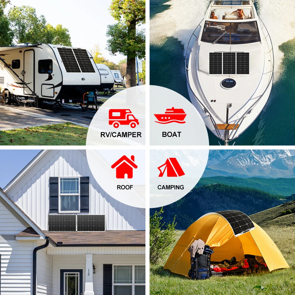 DOKIO Flexible Solar Panel Waterproof Monocrystalline 100W