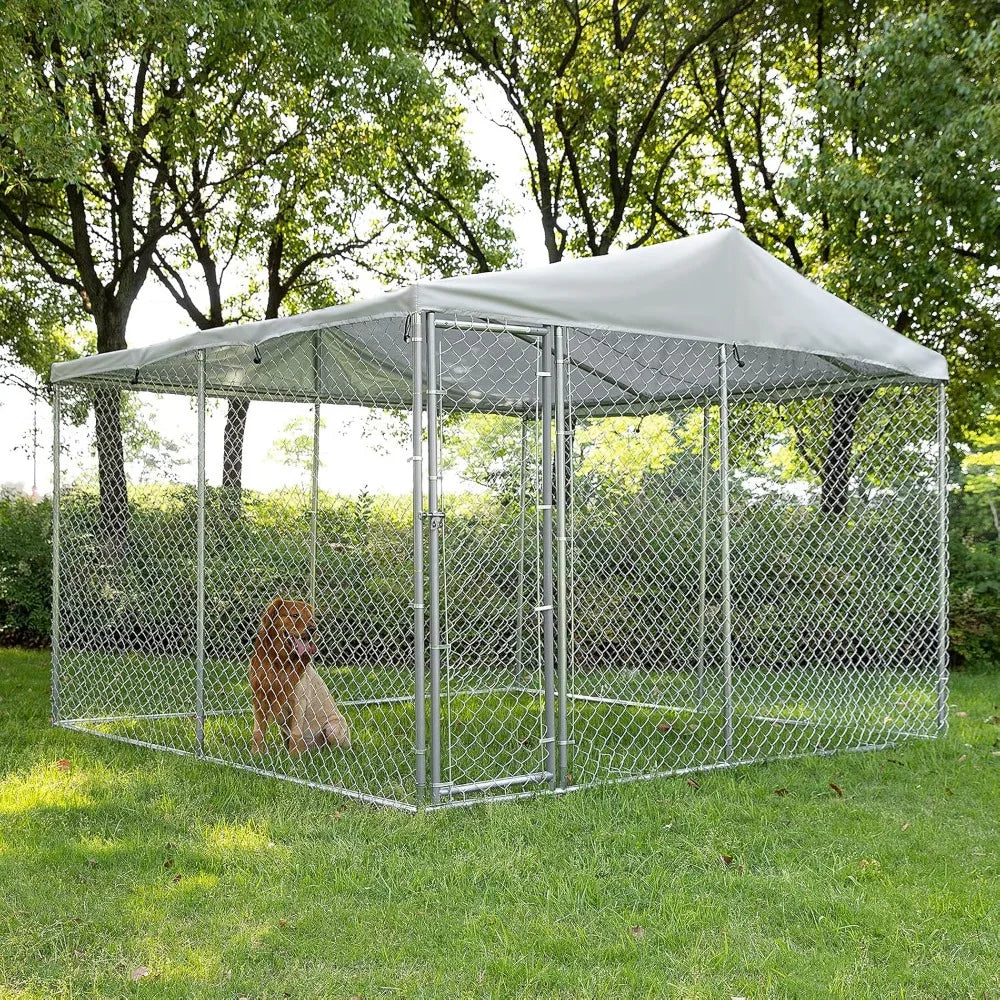 Everyday EssentialsOnline Heavy Duty Dog Kennel Galvanized