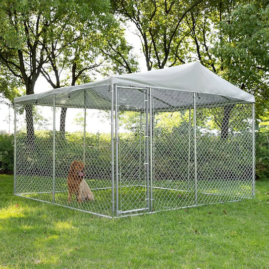 Everyday EssentialsOnline Heavy Duty Dog Kennel Galvanized