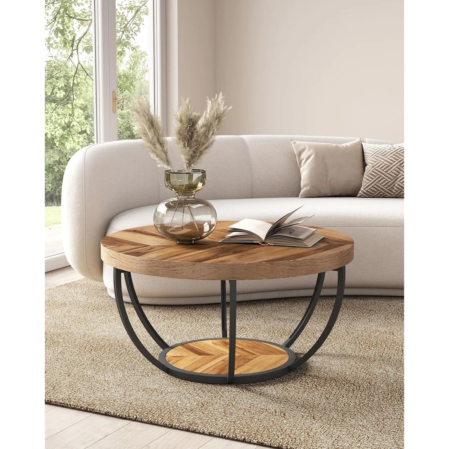 Little Tree Marble Coffee Table Open Storage Metal